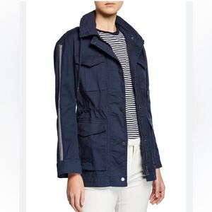 ATM Anthony Thomas Melillo Sz M Striped Field Jacket Navy Blue Utility Fisherman